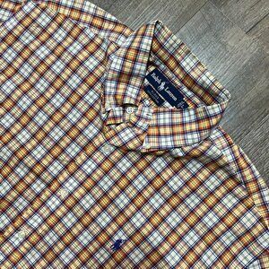 Vintage Polo Ralph Lauren Blake‎ Plaid Short Sleeve Button Down Shirt Mens Large